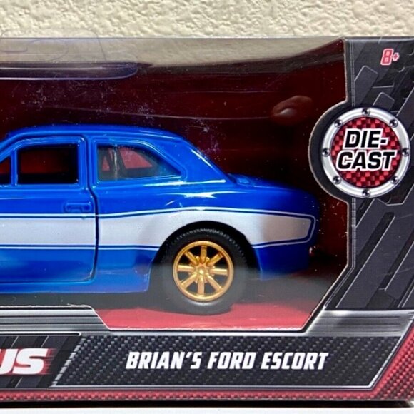 Jada Fast & Furious Brian’s Ford Escort Blue 1:32 Die-cast Car Paul Walker NIP - Picture 2 of 5